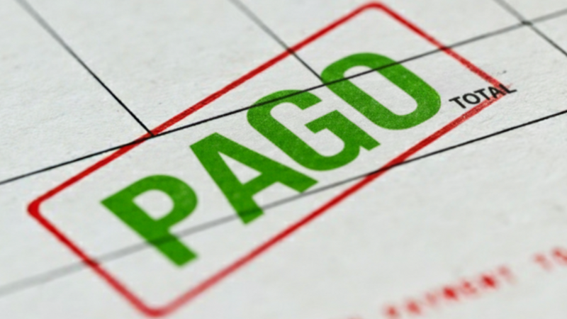 carimbo escrito PAGO em uma fatura