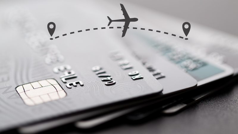cartões de crédito com ícone de avião