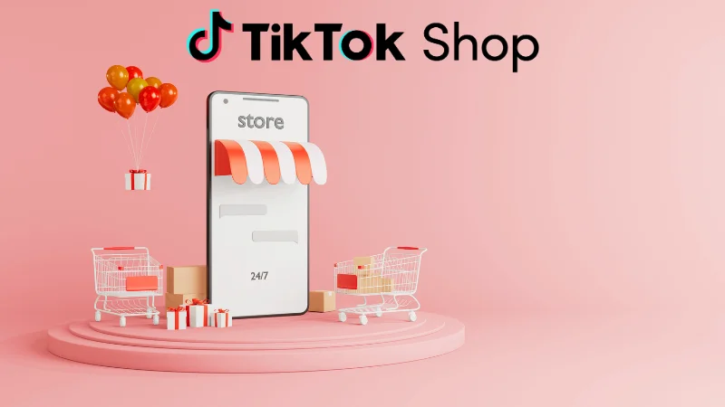imagem gerada por IA represetando uma loja virtual no Tik Tok Shop.